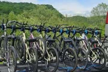 a row of parked motorcycles