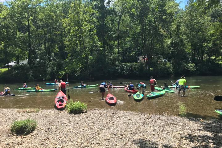 a group of people in a park