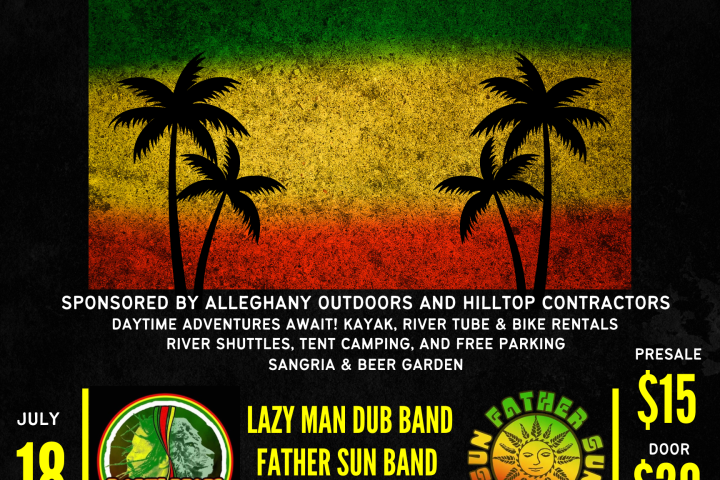 Jammin' on the Jackson event poster with date, location, and band details.