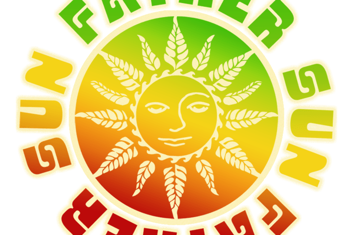 Sun with a face, green to red gradient, surrounded by 'Father Sun' text.